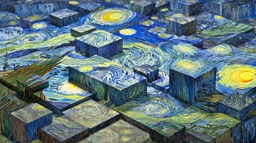 The Starry Night in 3D Blocks - Modern Remix of a Classic