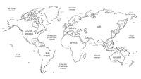 Wereldkaart | Lijntekening met alle Continenten en Wereldzeeen van Wereldkaarten.Shop thumbnail