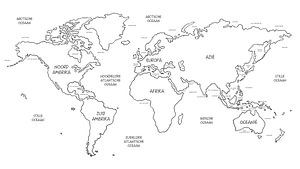 World Map | Continents and World Seas by WereldkaartenShop