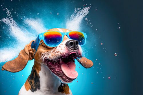 Beagle dog in sunglasses.