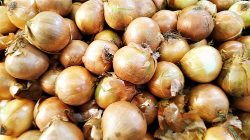 Goldene Zwiebeln: Rustikaler Marktüberfluss von pungky setiawan