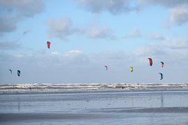 Kitesurfers bij een goede wind