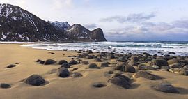 Waves Crash on the Stunning Rocks of Unstad Beach in Lofoten, No by PhotoCluster