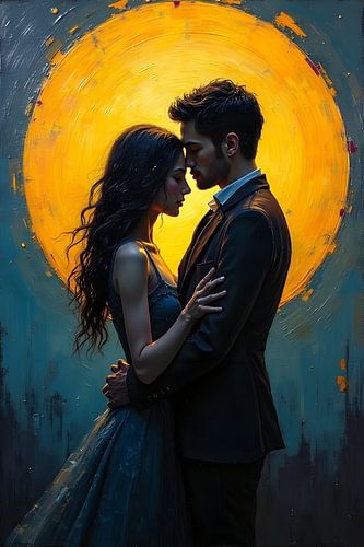 Étreinte Dorée - Portrait Romantique de Connexion