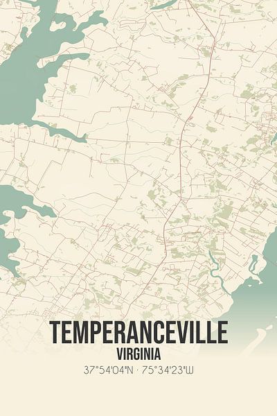 Vintage map of Temperanceville (Virginia), USA. by Prints of Place