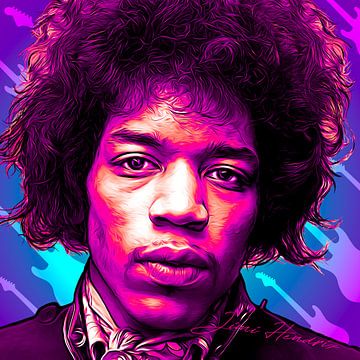 PopArt illustratie van Jimi Hendrix van Martin Melis