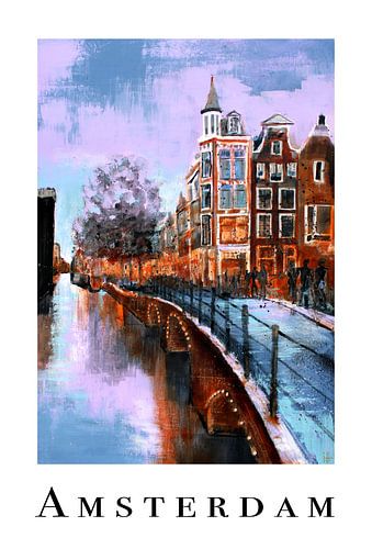 Poster Amsterdam Purple Sky by Atelier Paint-Ing
