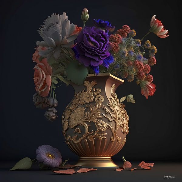 Still life with flowers. by Gelissen Artworks