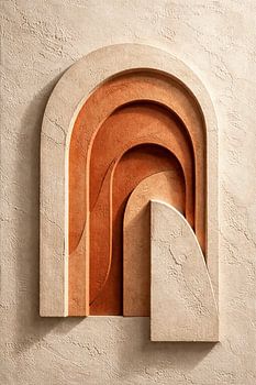 Sculptural Minimalist Arch Canvas - Organic Earth Tone Sand Texture Decor