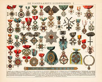 Colour lithograph The Principal Orders of Knighthood I by Studio Wunderkammer