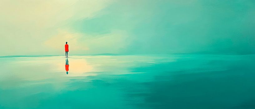Lonely person on calm water by Poster Art Shop