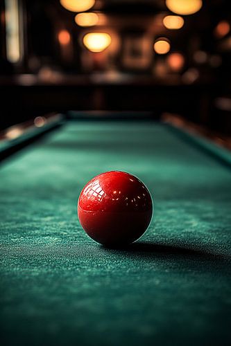 Rode bal op snookertafel