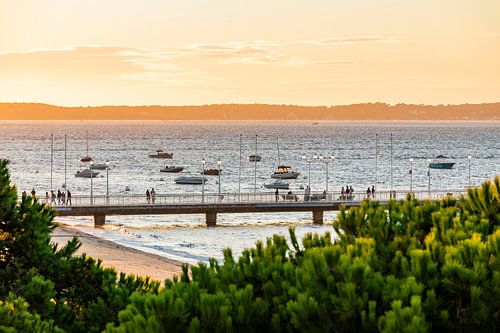 Avondsfeer in de baai van Arcachon