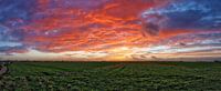 Panorama van een zonsondergang landingszone Brussels Airport