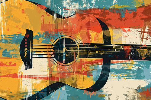 Abstracte gitaar in levendige kleuren