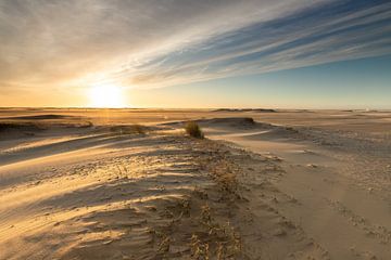 Coucher de soleil sur la plage de Zeeland sur Peter Haastrecht, van