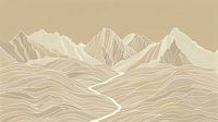 Modern Interior Art: Mountain Landscape with White Lines