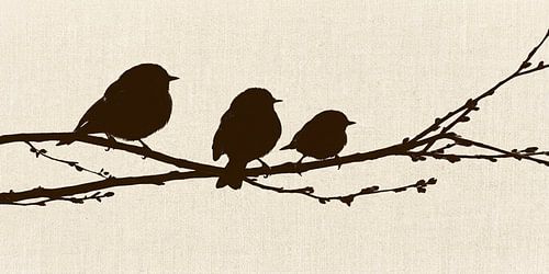 Oiseaux bruns sur lin