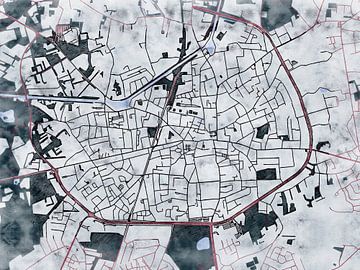 Kaart van Turnhout in de stijl 'White Winter' van Maporia