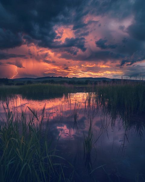 Nachtgewitter: Dunkle Stimmung am Horizont von fernlichtsicht