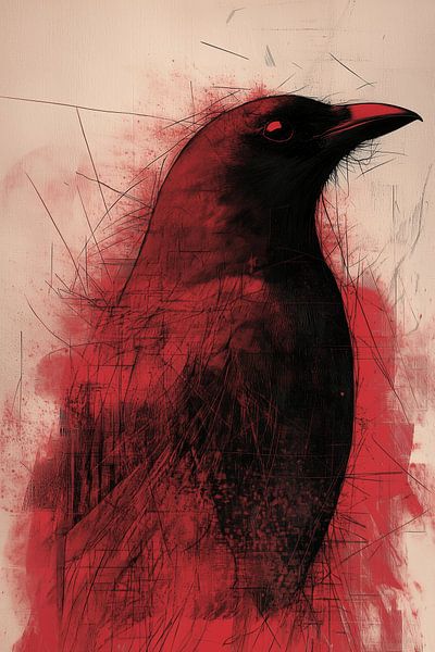 Dark Majesty: Abstract Raven by Eva Lee