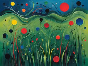 Abstracte tuin vol levendige energie en harmonie