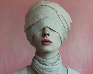 Portret Minimalistisch Roze | Muted Rose Enigma van Kunst Kriebels