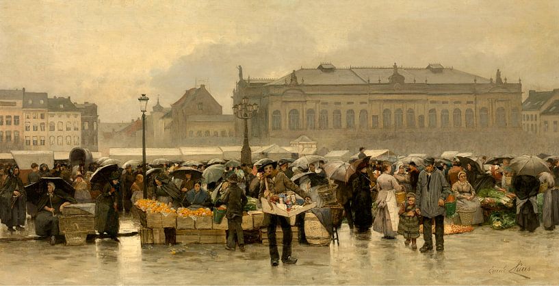 De markt voor de schouwburg in Antwerpen, Emile Claus van Meesterlijcke Meesters