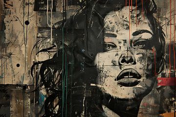 Vrouwenportret | Echoes of the Painted Soul van Abstract Schilderij