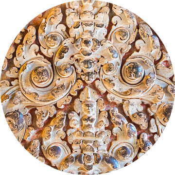 Detail van beeldhouwwerk in de tempel, Cambodja