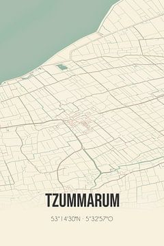 Alte Karte von Tzummarum (Fryslan) von Rezona