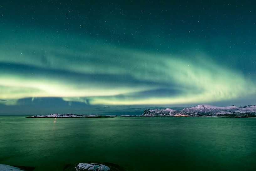 Northern lights or aurora in the night sky over Northern Norway by Sjoerd van der Wal Photography
