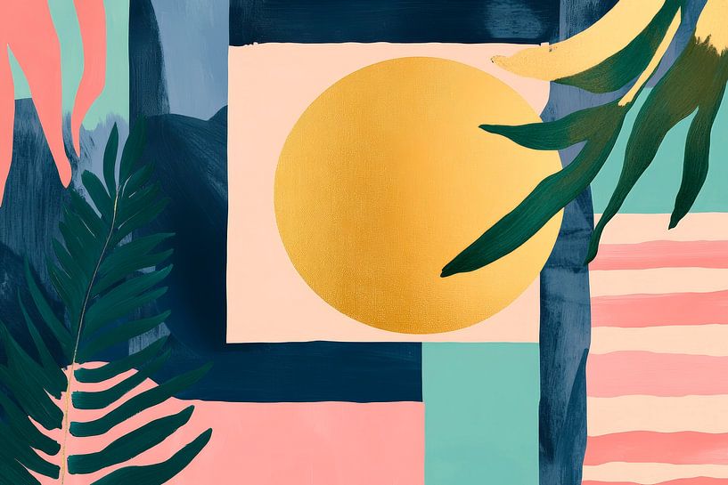 Abstract composition with sun and leaves by Poster Art Shop