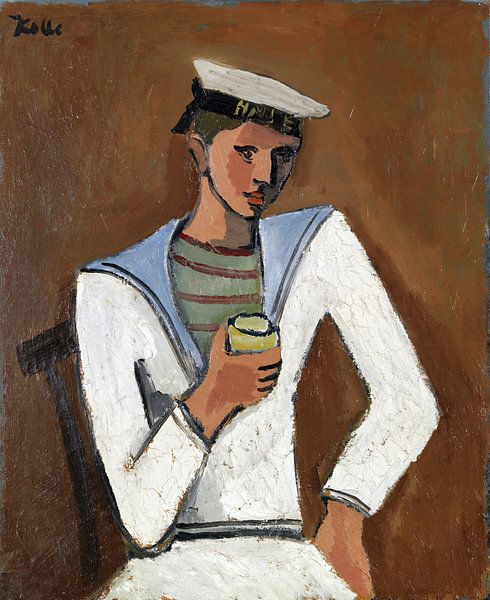 Jonge man in zeemanskleding, HELMUT KOLLE, ca 1930 van Atelier Liesjes