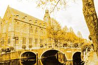 Nonnenbrug met Academiegebouw Leiden Nederland Goud von Hendrik-Jan Kornelis Miniaturansicht