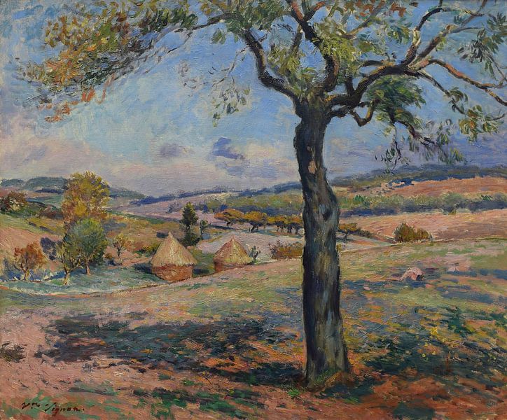 Victor Vignon Summer Landscape with haystacks by finemasterpiece