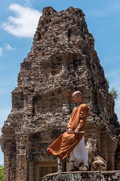 Young monk in Angkor Wat by Richard van der Woude
