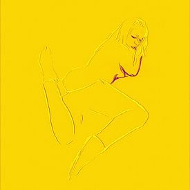 Exotische vrouw digitale tekening schilderij verleidelijke sensuele aanlokkelijke erotische aantrekkelijke liggende luierende begeerlijke mooie naakte dame lekker wijf van VenVision Art