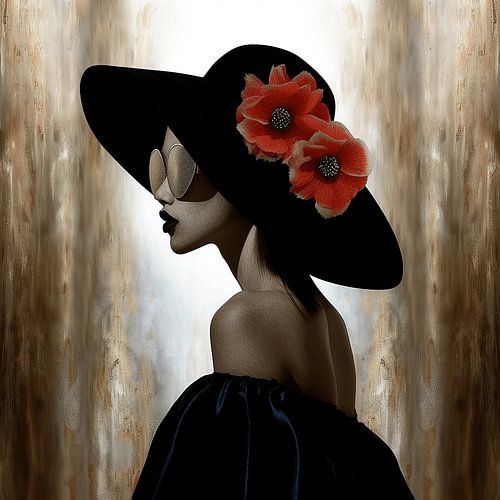 Woman with hat and sunglasses