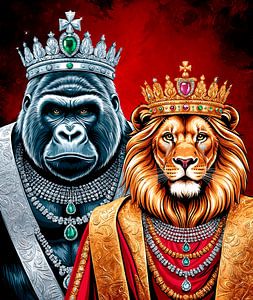 Deux rois : Le gorille et le lion