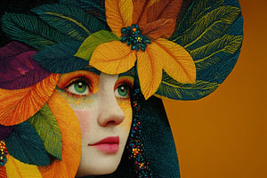 Kunst Frau mit Blumen
