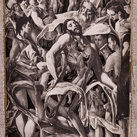 Collage in sepia - Jezus na kruisiging uit schilderijen van oude meester El Greco van Oscarving