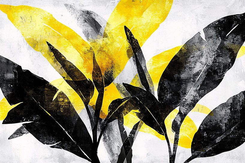 Oeuvre d'art abstraite feuilles jaunes par Imperial Art House