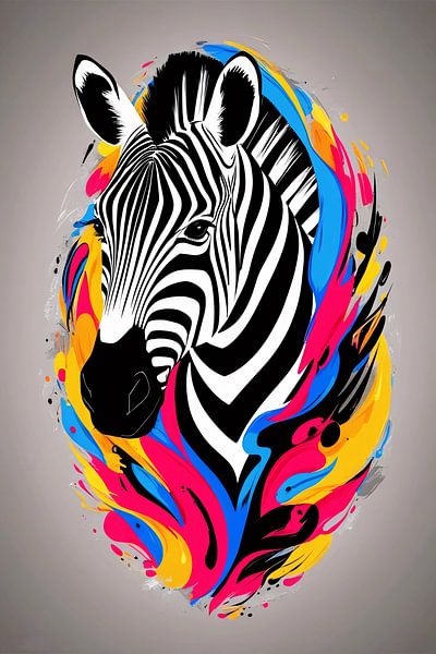 Zèbre coloré dans un style abstrait par Art & Soul Creations