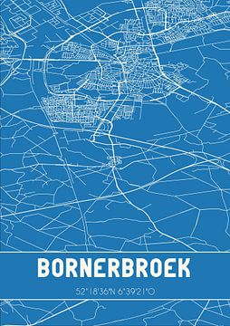 Blauwdruk | Landkaart | Bornerbroek (Overijssel) van MijnStadsPoster