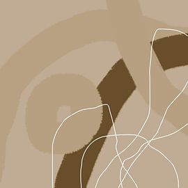 Abstracte organische lijnen en vormen in goud en bruin nr. 1_10 van Dina Dankers