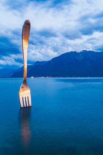 L'œuvre d'art La Fourchette à Vevey sur le lac Léman