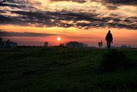 Zonsondergang op de dijk