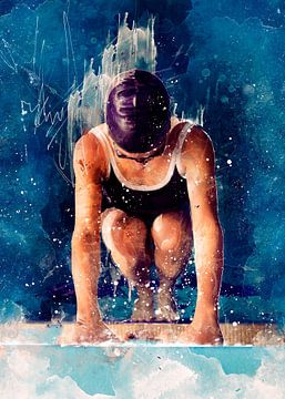 Zwemmer sport kunst #zwemmer van JBJart Justyna Jaszke