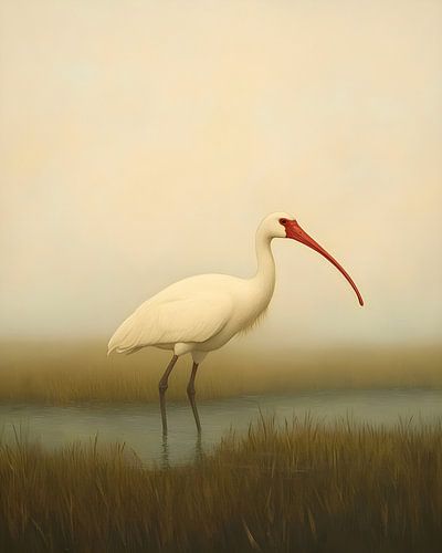 Oiseau vintage dans un marais